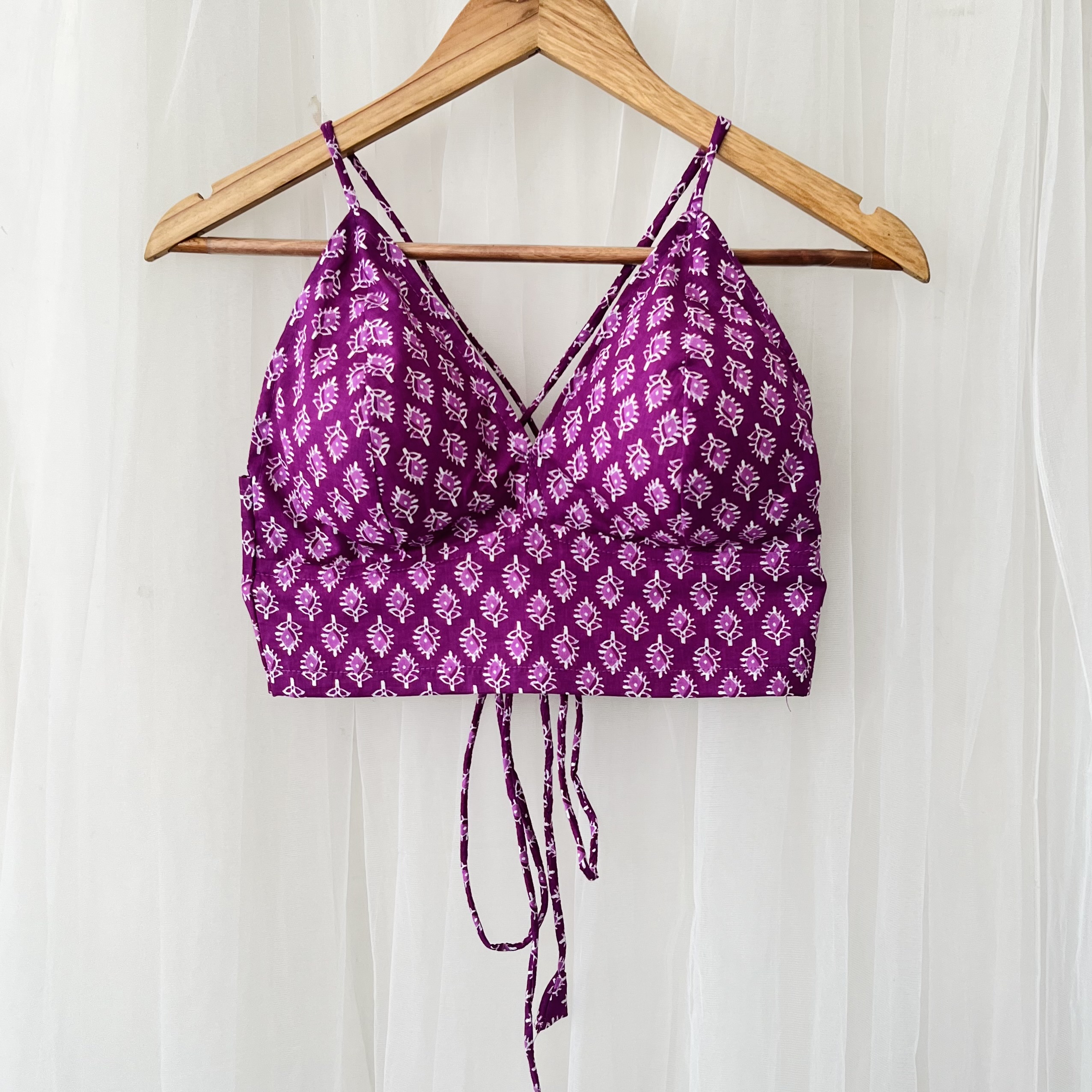 Lilac Motif Cotton Bralette
